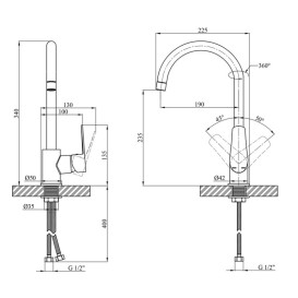 Змішувач для кухні Kroner KRP Brocken-C030 одноважільний хром CV023600