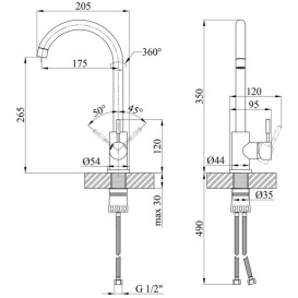 Смеситель для кухни Kroner KRP Edelstahl Klassisch-MAR035 однорычажный песочный CV023006