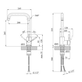 Змішувач для кухні Kroner KRP Edelstahl Klassisch-ESG037 нікель одноважільний CV023001