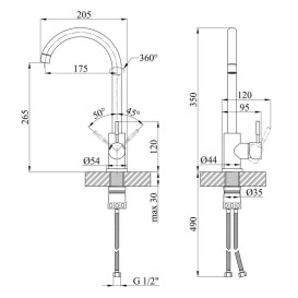 Смеситель для кухни Kroner KRP Edelstahl Klassisch-SCH035PVD однорычажный черный PVD CV024351