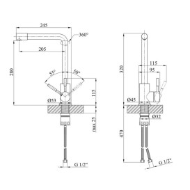 Смеситель для кухни Kroner KRP Edelstahl Klassisch-ESG034 однорычажный никель CV022991