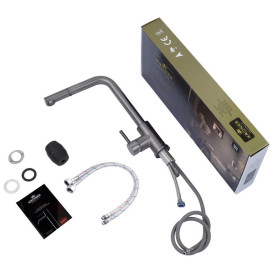 Смеситель для кухни Kroner KRP Edelstahl Klassisch-PVD03918V с выдвижным изливом графит CV032285