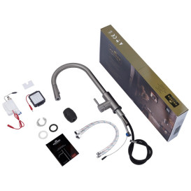 Смеситель для кухни Kroner KRP Edelstahl Klassisch-PVD03916S с выдвижным изливом сенсорный графит CV032496