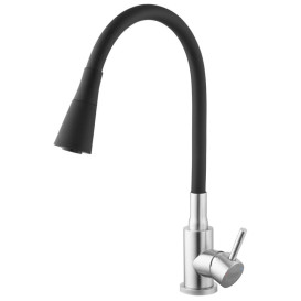 Смеситель для кухни Kroner KRP Edelstahl Klassisch-ESG031BLK с гибким изливом нержавеющая сталь/черный CV035371