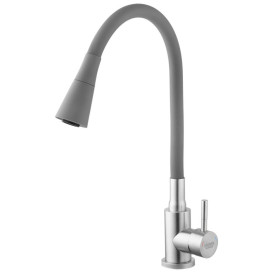 Смеситель для кухни Kroner KRP Edelstahl Klassisch-ESG031GRA с гибким изливом нержавеющая сталь/серый CV035372
