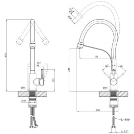 Смеситель для кухни Kroner KRP Edelstahl Klassisch-ESG03593BLK с гибким изливом нержавеющая сталь/черный CV035453