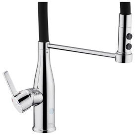 Смеситель для кухни Kroner KRP Ersel-C03111BLK с гибким изливом хром/черный CV033804