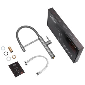 Смеситель для кухни Kroner KRP Ersel-GRP03999 с гибким изливом графит CV033803