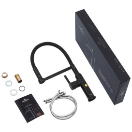 Смеситель для кухни Kroner KRP Ersel-SCH03112BLK с гибким изливом черный CV035578