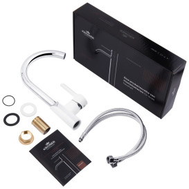 Змішувач для кухні Kroner KRP Essen-W030 одноважільний хром/білий CV024334