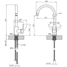 Смеситель для кухни Kroner KRP Hagen-C030 однорычажный хром CV032257