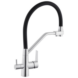 Смеситель для кухни Kroner KRP Klassisch-ESG03817BLK под фильтр нержавеющая сталь/черный CV027936