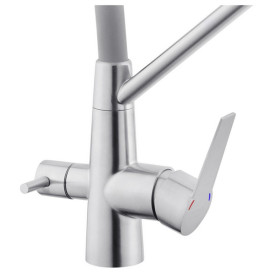 Смеситель для кухни Kroner KRP Klassisch-ESG03817GRA под фильтр нержавеющая сталь/серый CV027937