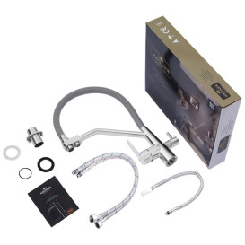 Смеситель для кухни Kroner KRP Klassisch-ESG03817GRA под фильтр нержавеющая сталь/серый CV027937