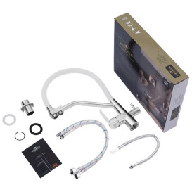 Смеситель для кухни Kroner KRP Klassisch-ESG03817WHI под фильтр нержавеющая сталь/белый CV027938