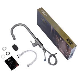 Смеситель для кухни Kroner KRP Klassisch-PVD03916 с выдвижным изливом графит CV032283