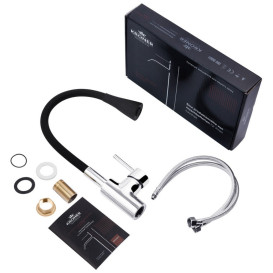 Смеситель для кухни Kroner KRP Kuche-C031BLK с гибким изливом хром/черный CV024338