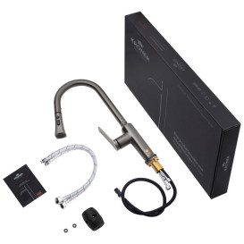 Смеситель для кухни Kroner KRP Makon-GRP030-T с выдвижным изливом графит CV033865