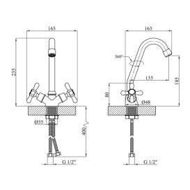 Смеситель для кухни Kroner KRP Royce-C030 двухвентильный хром CV029049