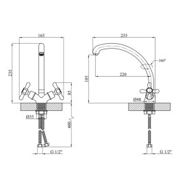 Смеситель для кухни Kroner KRP Royce-C032 двухвентильный хром CV029050