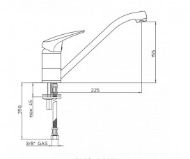 Змішувач для кухні Marmorin класичний одноважільний чорний 2113