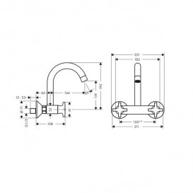 Смеситель для кухни настенный двухвентильный Hansgrohe коллекция Logis Classic хром 71286000