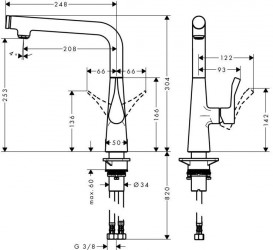 Змішувач для кухні одноважільний Hansgrohe колекція Metris Select сталь 14847800