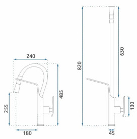 Смеситель для кухни Rea Castor однорычажный с выдвижной лейкой черный REA-B6935