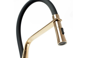 Смеситель для кухни Rea Castor однорычажный с выдвижной лейкой черный/золото REA-B6936