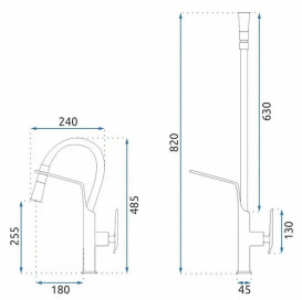 Смеситель для кухни Rea Castor однорычажный с выдвижной лейкой черный/золото REA-B6936