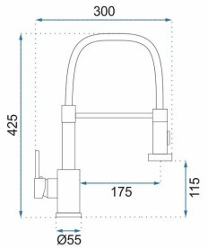 Змішувач для кухні Rea Colin одноважільний з висувною лійкою чорний REA-B4820