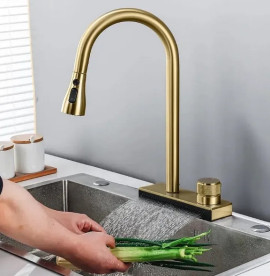 Смеситель для кухни Rea Conor одновентильный с выдвижной лейкой матовое золото REA-B6312