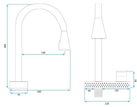 Смеситель для кухни Rea Conor одновентильный с выдвижной лейкой матовое золото REA-B6312
