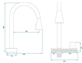 Змішувач для кухні Rea Conor одновентильний з висувною лійкою нікель REA-B6313