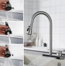 Змішувач для кухні Rea Conor одновентильний з висувною лійкою нікель REA-B6313