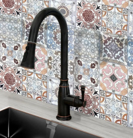 Смеситель для кухни Rea Deco однорычажный с выдвижной лейкой черный REA-B0182