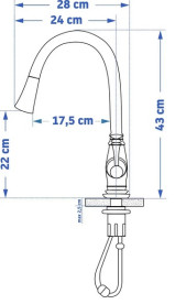 Смеситель для кухни Rea Deco однорычажный с выдвижной лейкой черный REA-B0182