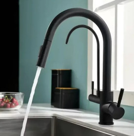 Змішувач для кухні Rea Eco Fresh під фільтр із висувною лійкою чорний REA-B7564