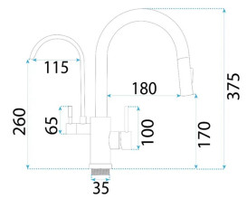 Змішувач для кухні Rea Eco Fresh під фільтр із висувною лійкою чорний REA-B7564