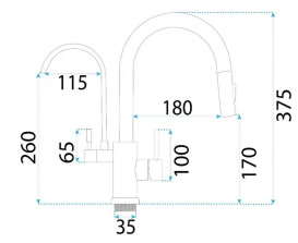Смеситель для кухни Rea Eco Fresh под фильтр с выдвижной лейкой никель REA-B7563