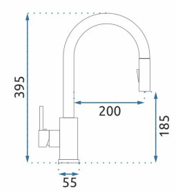 Смеситель для кухни Rea Fresh однорычажный с выдвижной лейкой черный REA-B9147