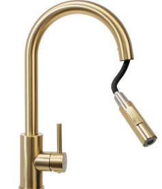Смеситель для кухни Rea Fresh однорычажный с выдвижной лейкой матовое золото REA-B9148