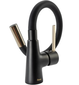Змішувач для кухні Rea Icon одноважільний з висувною лійкою чорний/золото REA-B5682