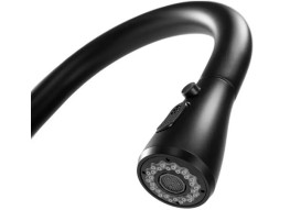 Змішувач для кухні Rea Mild одноважільний з висувною лійкою чорний/рожеве золото REA-B4801