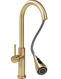 Змішувач для кухні Rea Nest одноважільний з висувною лійкою матове золото REA-B6600