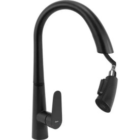 Смеситель для кухни Rea Ross однорычажный с выдвижной лейкой черный REA-B5313