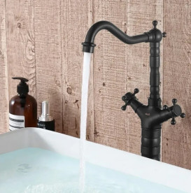 Змішувач для кухні Rea Rustico двовентильний чорний REA-B5520