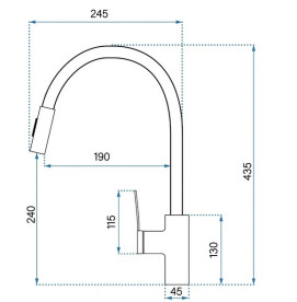 Смеситель для кухни Rea Soul однорычажный с выдвижной лейкой матовое золото REA-B6205