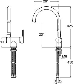 Змішувач для кухні Roca L20 змішувач латунь хром A5A8409C00