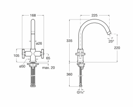Змішувач для кухні Roca Loft двухвентильний хром A5A8443C00